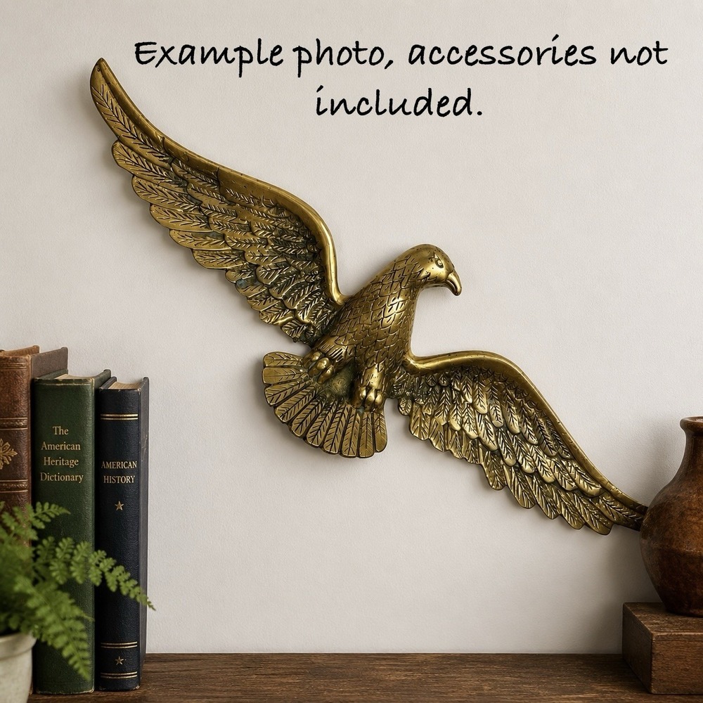 American Bald Eagle with Spread Wings Cast Iron Brass Wall Plaque 18" Patriotic - Picture 3 of 11